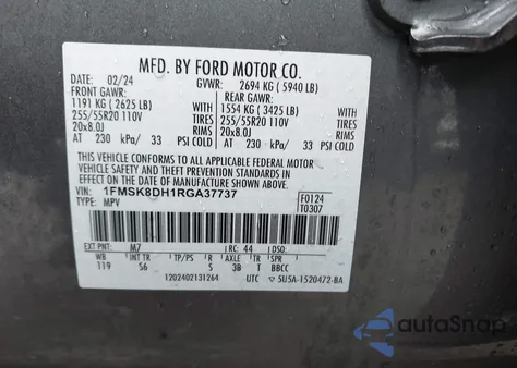 2024 Ford Explorer Xlt from USA, damaged, VIN 1FMSK8DH1RGA37737